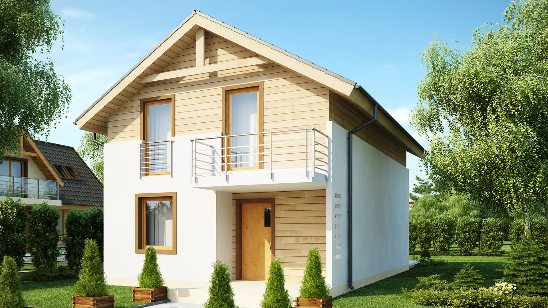 Мансардный дом для узкого участка 115 м²